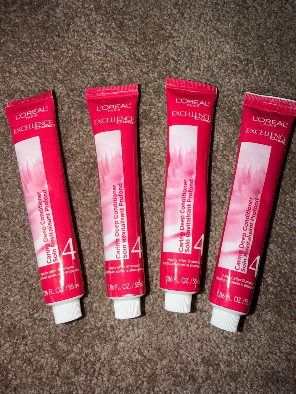 Lot 4 L'oreal Paris Excellence Creme Conditioning #4 Hair Treatment Tubes NEW